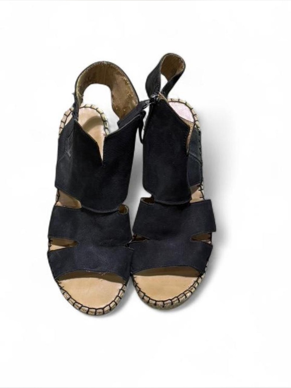 Franco Sarto Black Suede Open-Toe Espadrilles